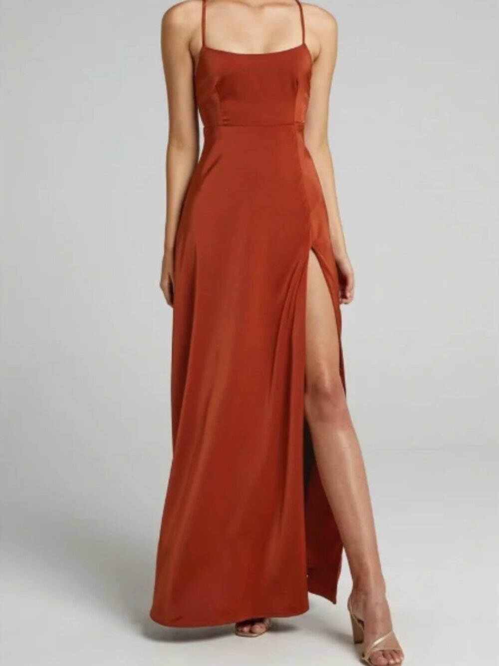 Showpo Will It Be Us Thigh Split Cross Back Maxi - Bridesmaid Wedding Guest Fall